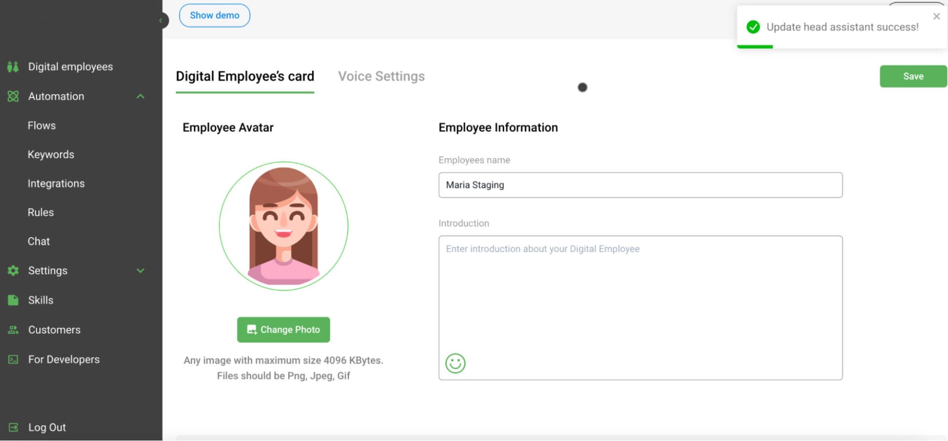 Digitaler Mitarbeiter Chat & Video Bot